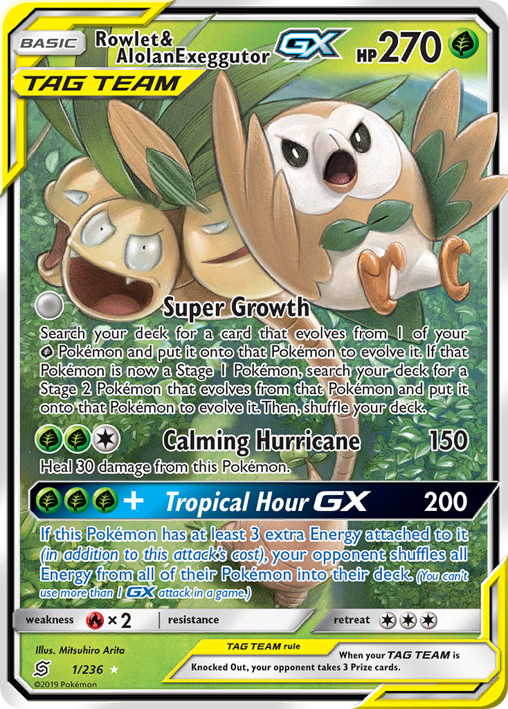 Rowlet & Alolan Exeggutor GX (1/236) [Sun & Moon: Unified Minds] | Cracking-Singles