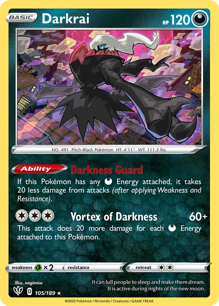 Darkrai (105/189) (Theme Deck Exclusive) [Sword & Shield: Darkness Ablaze] | Cracking-Singles