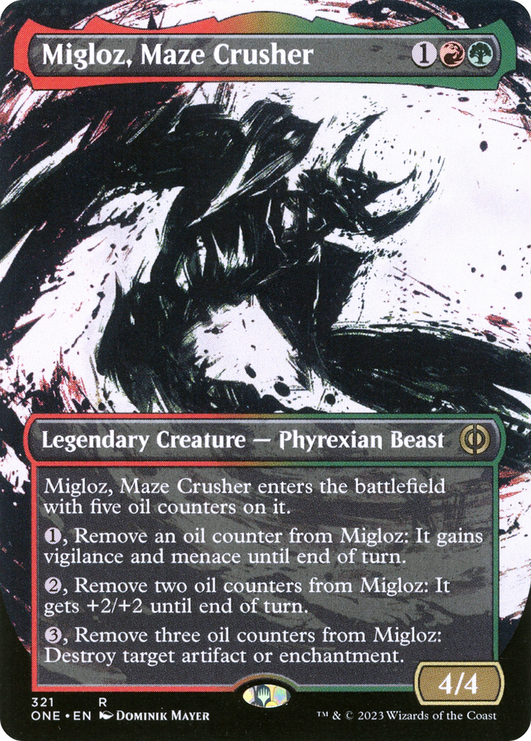 Migloz, Maze Crusher (Borderless Ichor) [Phyrexia: All Will Be One] | Cracking-Singles