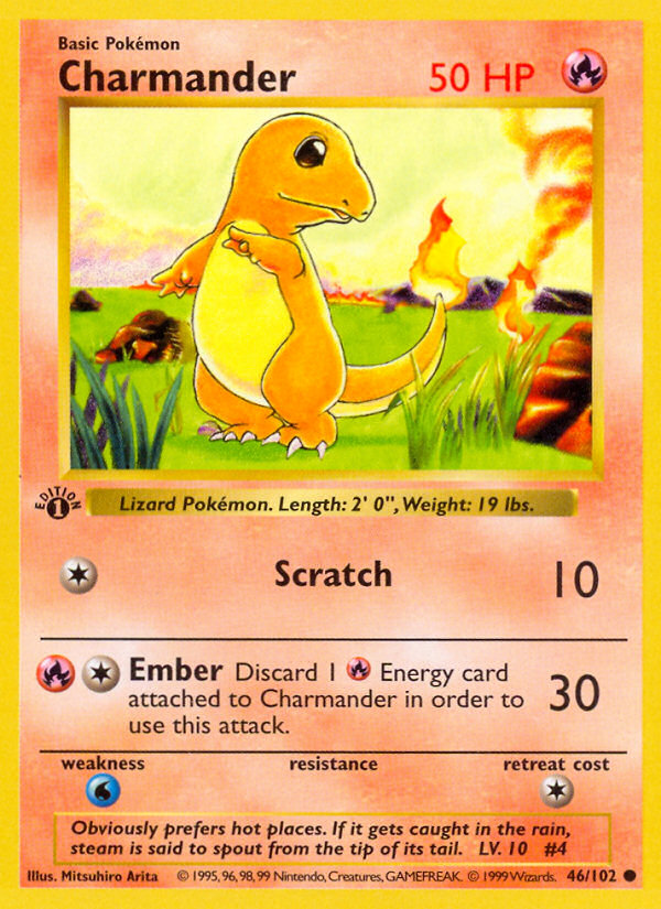 Charmander (46/102) (Shadowless) [Base Set 1st Edition] | Cracking-Singles