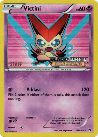 Victini (43/101) (Staff Prerelease Promo) [Black & White: Black Star Promos] | Cracking-Singles