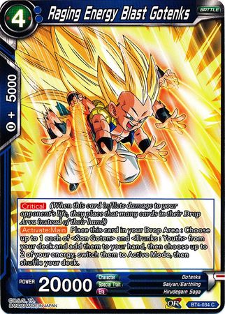 Raging Energy Blast Gotenks [BT4-034] | Cracking-Singles