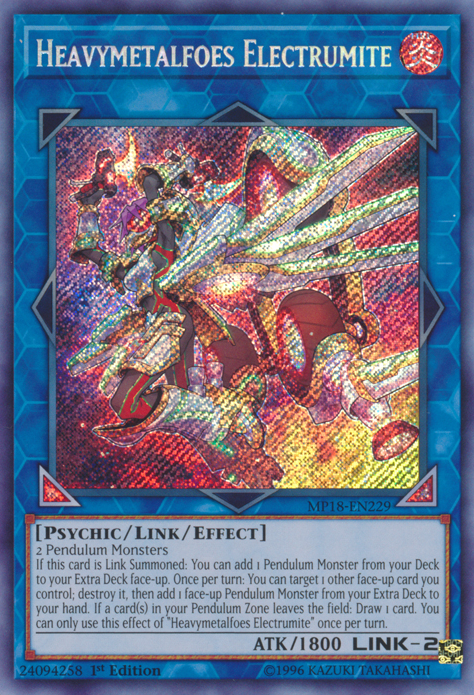 Heavymetalfoes Electrumite [MP18-EN229] Secret Rare | Cracking-Singles