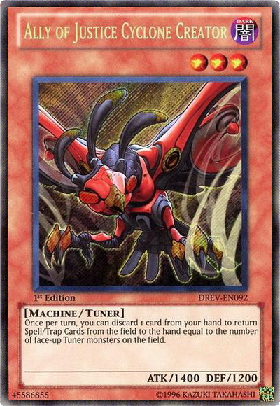 Ally of Justice Cyclone Creator [DREV-EN092] Secret Rare | Cracking-Singles