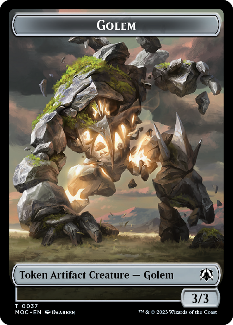 Golem // Clue Double-Sided Token [March of the Machine Commander Tokens] | Cracking-Singles