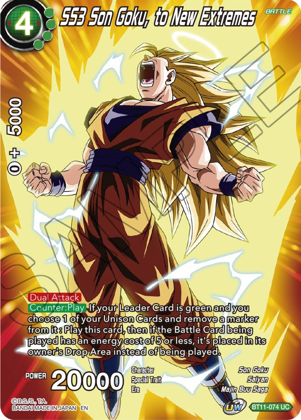 SS3 Son Goku, to New Extremes (BT11-074) [Theme Selection: History of Son Goku] | Cracking-Singles