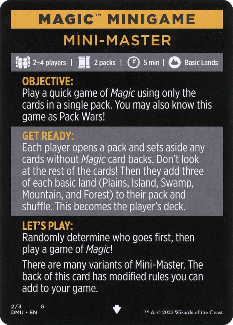 Mini-Master (Magic Minigame) [Commander Legends: Battle for Baldur's Gate Minigame] | Cracking-Singles