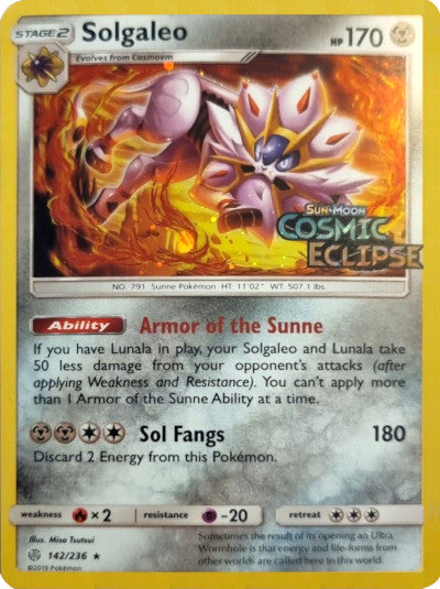 Solgaleo (142/236) (Cosmos Holo) [Sun & Moon: Cosmic Eclipse] | Cracking-Singles