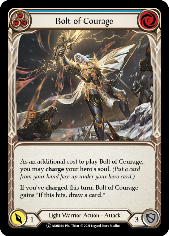 Bolt of Courage (Blue) (Rainbow Foil) [U-MON044-RF] Unlimited Rainbow Foil | Cracking-Singles