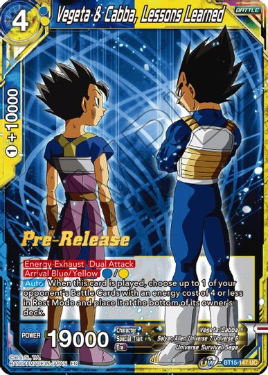 Vegeta & Cabba, Lessons Learned (BT15-147) [Saiyan Showdown Prerelease Promos] | Cracking-Singles