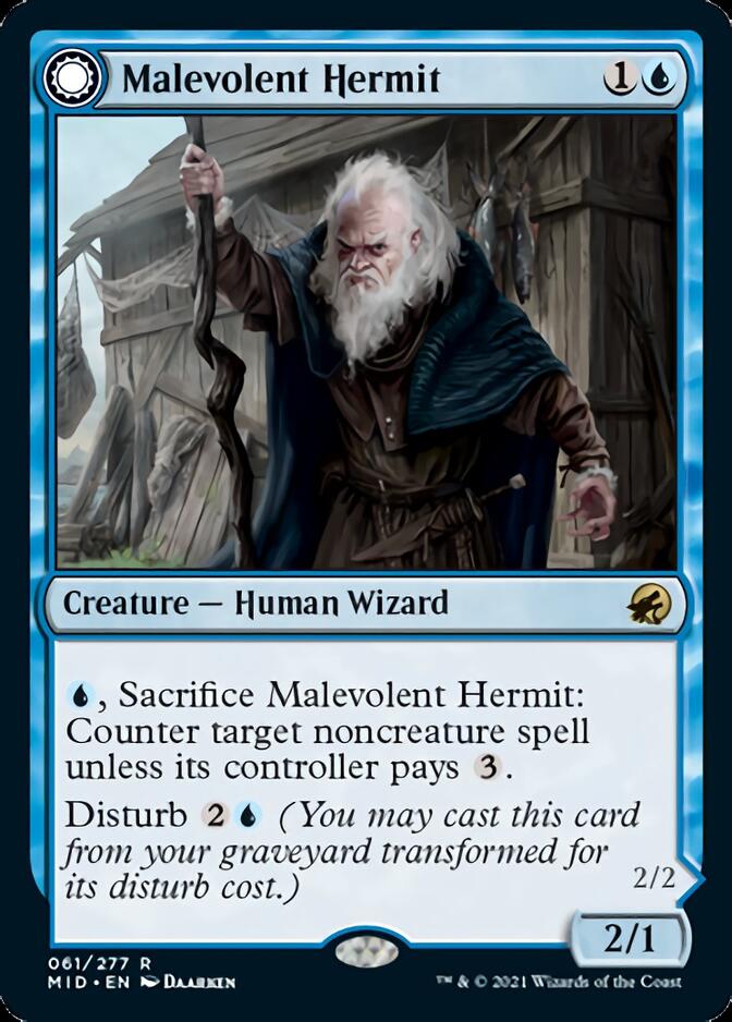 Malevolent Hermit // Benevolent Geist [Innistrad: Midnight Hunt] | Cracking-Singles