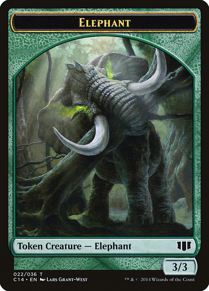 Elephant // Elf Warrior Double-sided Token [Commander 2014 Tokens] | Cracking-Singles