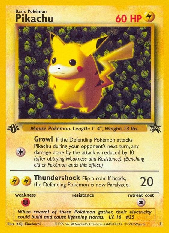 Pikachu (1) (1st Edition Misprint Promo) [Wizards of the Coast: Black Star Promos] | Cracking-Singles