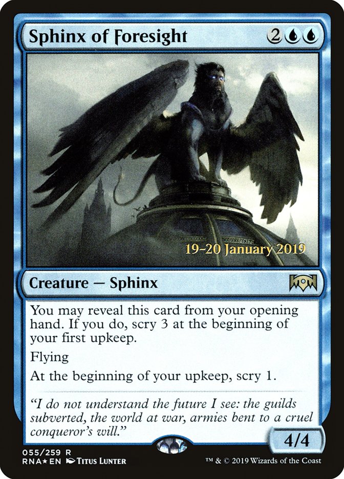 Sphinx of Foresight [Ravnica Allegiance Prerelease Promos] | Cracking-Singles