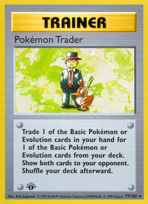 Pokemon Trader (77/102) (Shadowless) [Base Set 1st Edition] | Cracking-Singles