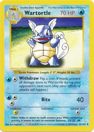 Wartortle (42/102) [Base Set Shadowless Unlimited] | Cracking-Singles