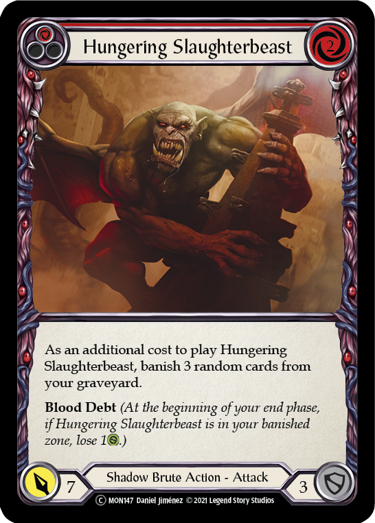 Hungering Slaughterbeast (Red) (Rainbow Foil) [U-MON147-RF] Unlimited Rainbow Foil | Cracking-Singles