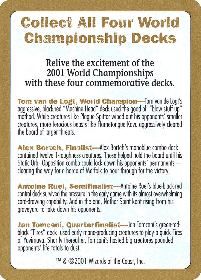 2001 World Championships Ad [World Championship Decks 2001] | Cracking-Singles