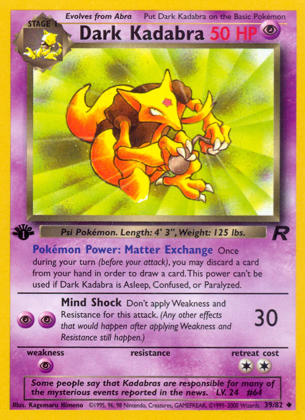 Dark Kadabra (39/82) [Team Rocket 1st Edition] | Cracking-Singles