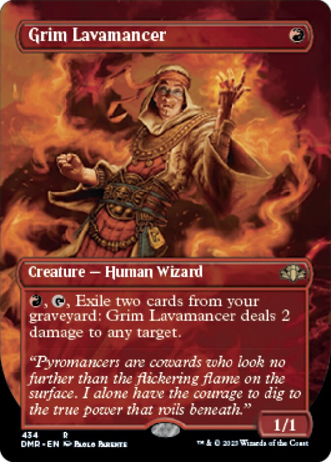 Grim Lavamancer (Borderless Alternate Art) [Dominaria Remastered] | Cracking-Singles