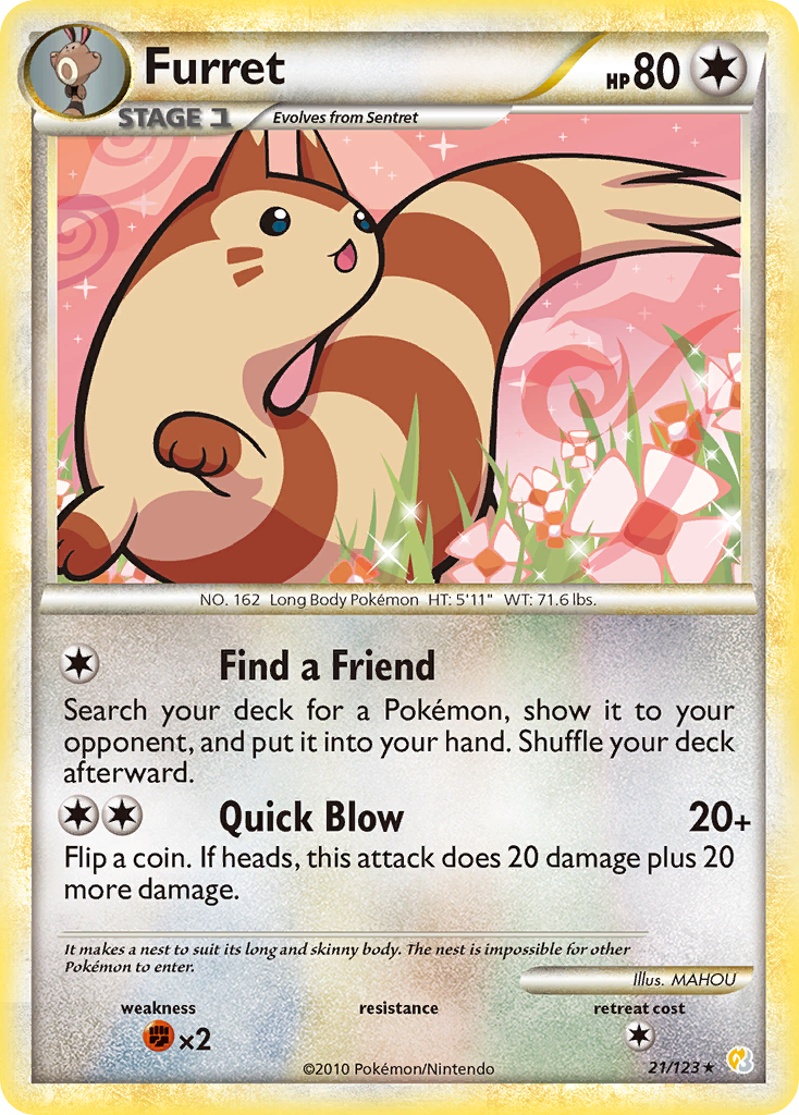 Furret (21/123) [HeartGold & SoulSilver: Base Set] | Cracking-Singles