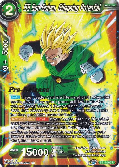 SS Son Gohan, Glimpsing Potential (BT14-065) [Cross Spirits Prerelease Promos] | Cracking-Singles