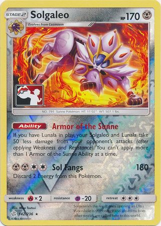 Solgaleo (142/236) (Pokemon Club Special Print) [Sun & Moon: Cosmic Eclipse] | Cracking-Singles