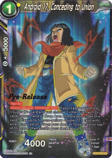 Android 17, Conceding to Union (BT14-107) [Cross Spirits Prerelease Promos] | Cracking-Singles