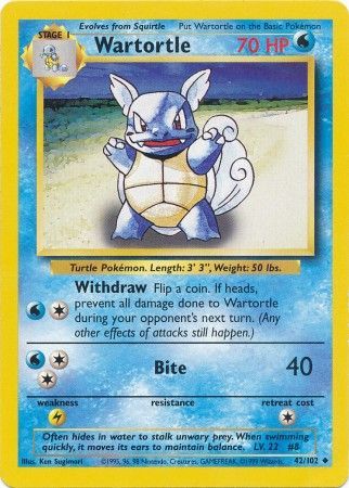 Wartortle (42/102) [Base Set Unlimited] | Cracking-Singles