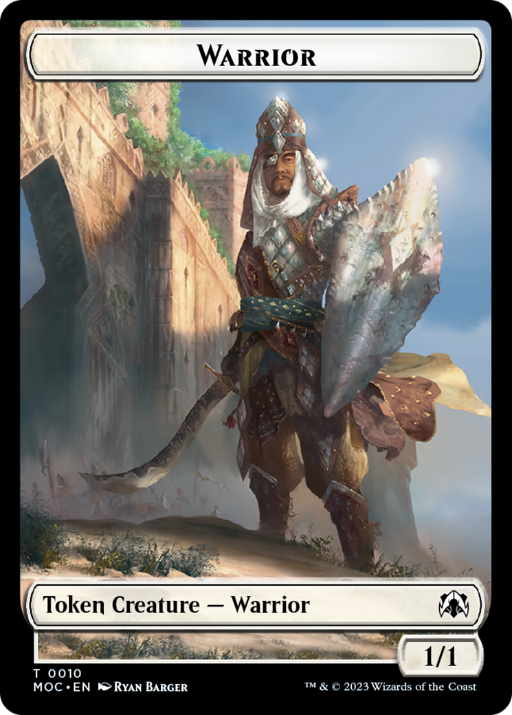 Warrior // Elspeth, Sun's Champion Emblem Double-Sided Token [March of the Machine Commander Tokens] | Cracking-Singles