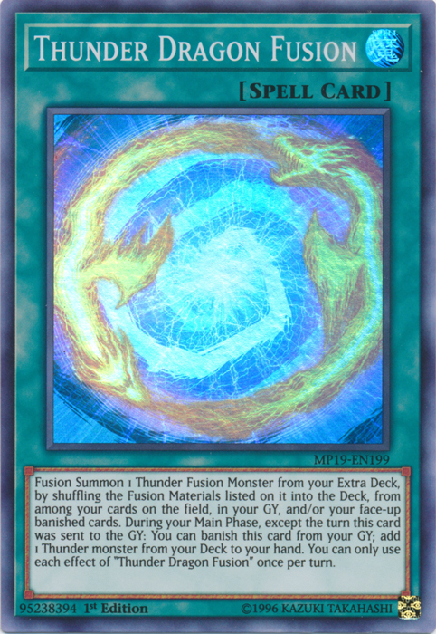 Thunder Dragon Fusion [MP19-EN199] Super Rare | Cracking-Singles