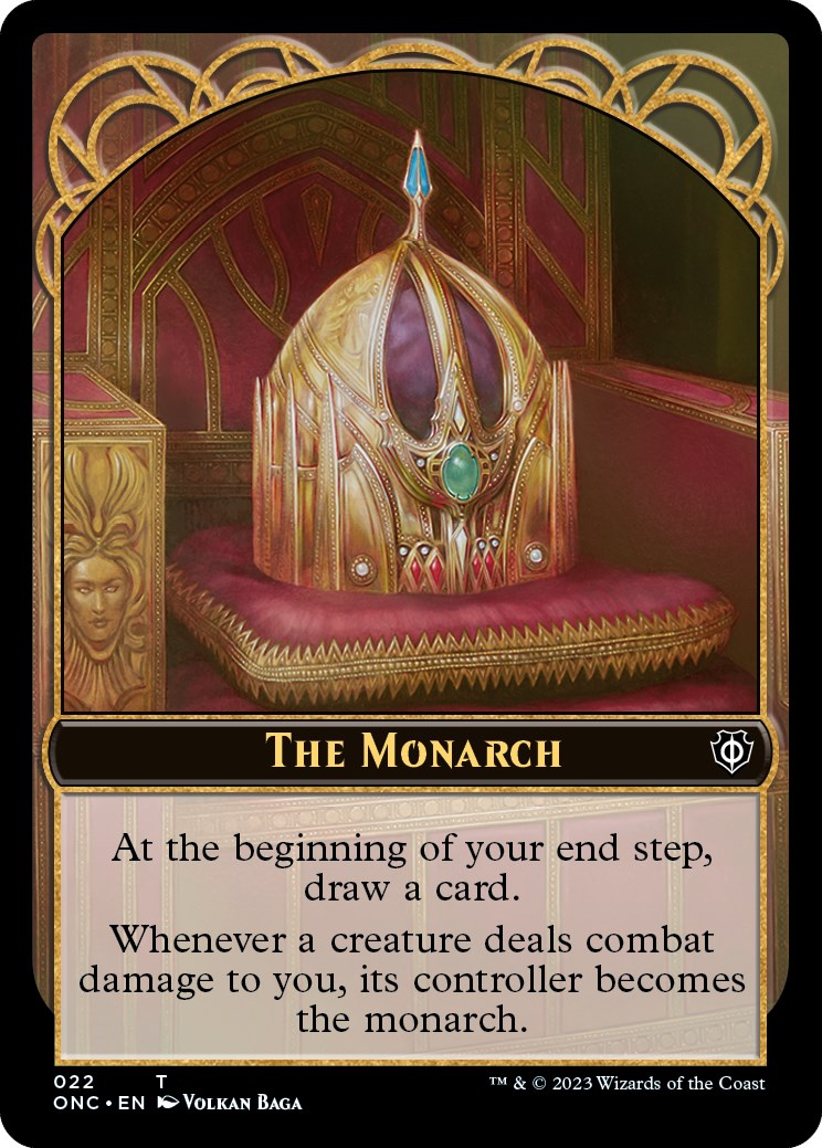 The Monarch // Golem Double-Sided Token [Phyrexia: All Will Be One Commander Tokens] | Cracking-Singles