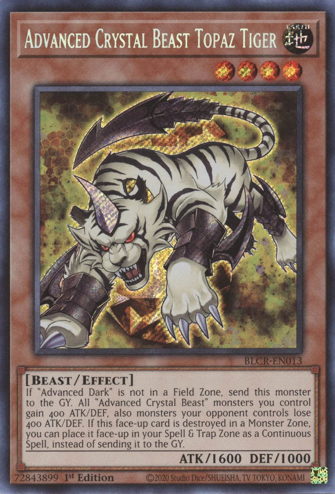 Advanced Crystal Beast Topaz Tiger [BLCR-EN013] Secret Rare | Cracking-Singles