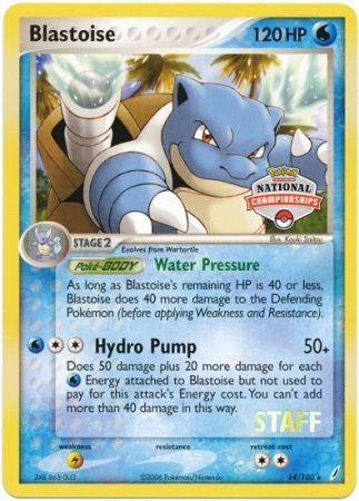 Blastoise (14/100) (National Championship Promo Staff) [EX: Crystal Guardians] | Cracking-Singles