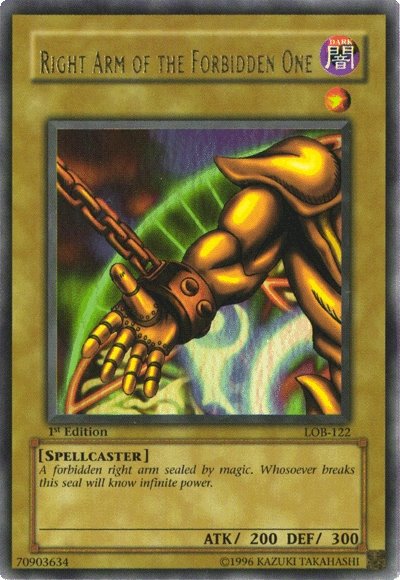 Right Arm of the Forbidden One [LOB-122] Ultra Rare | Cracking-Singles