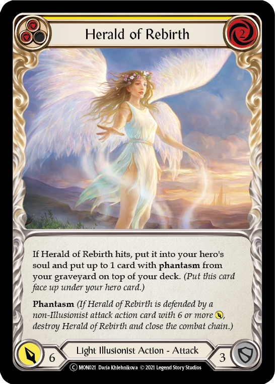 Herald of Rebirth (Yellow) (Rainbow Foil) [U-MON021-RF] Unlimited Rainbow Foil | Cracking-Singles