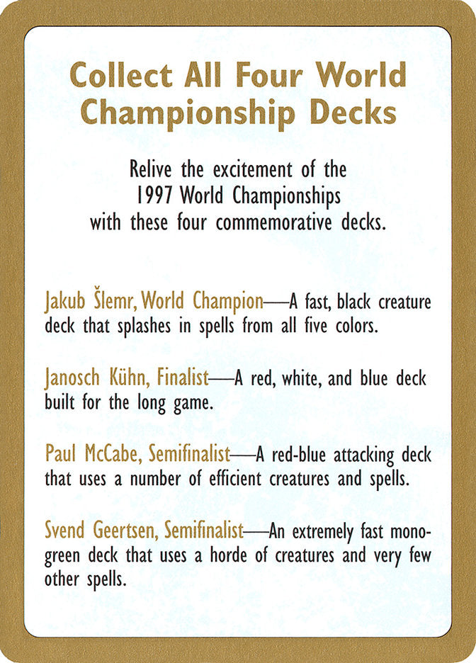 1997 World Championships Ad [World Championship Decks 1997] | Cracking-Singles