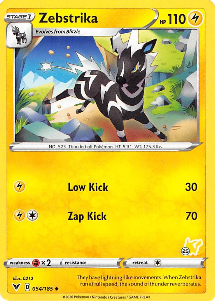 Zebstrika (054/185) (Pikachu Stamp #25) [Battle Academy 2022] | Cracking-Singles