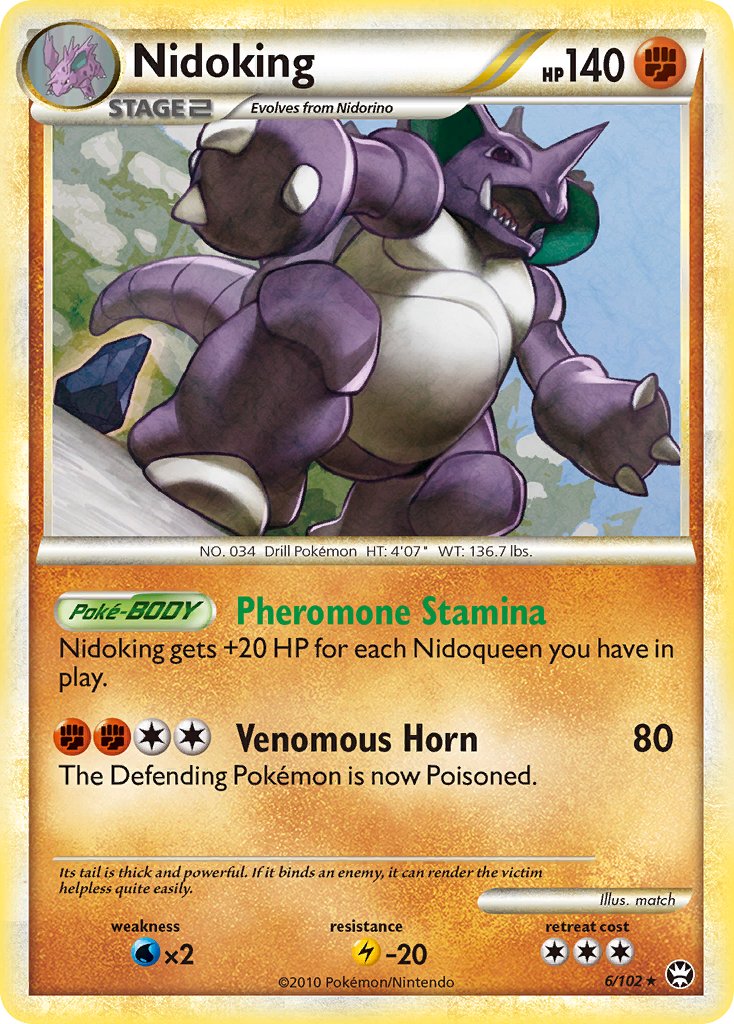 Nidoking (6/102) (Cracked Ice Holo) (Theme Deck Exclusive) [HeartGold & SoulSilver: Triumphant] | Cracking-Singles