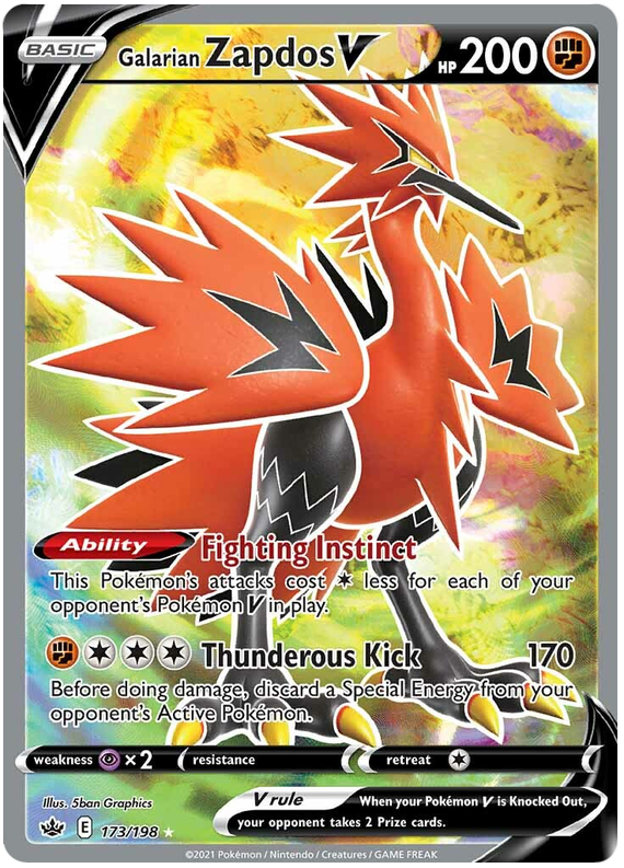 Galarian Zapdos V (173/198) [Sword & Shield: Chilling Reign] | Cracking-Singles