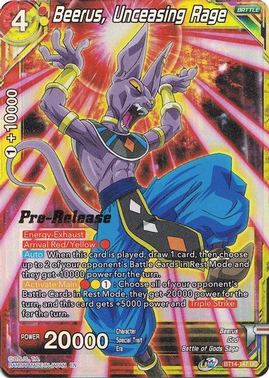 Beerus, Unceasing Rage (BT14-147) [Cross Spirits Prerelease Promos] | Cracking-Singles