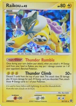 Raikou (16/132) (Cracked Ice Holo) [Diamond & Pearl: Secret Wonders] | Cracking-Singles