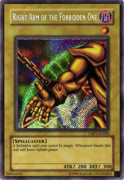 Right Arm of the Forbidden One [UBP1-EN003] Secret Rare | Cracking-Singles