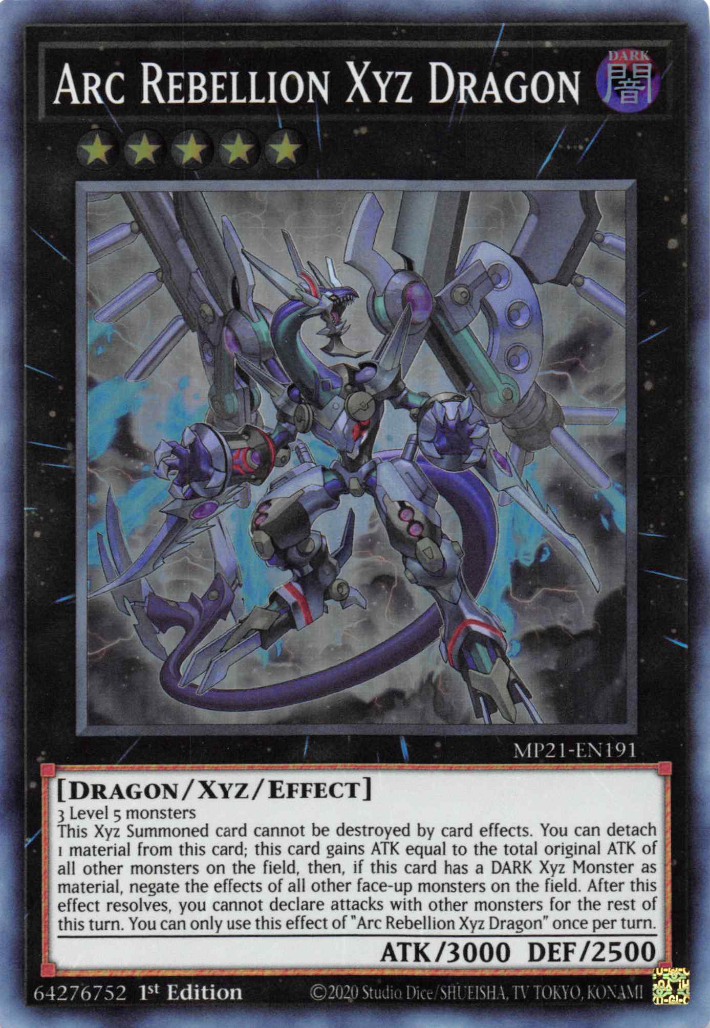 Arc Rebellion Xyz Dragon [MP21-EN191] Super Rare | Cracking-Singles