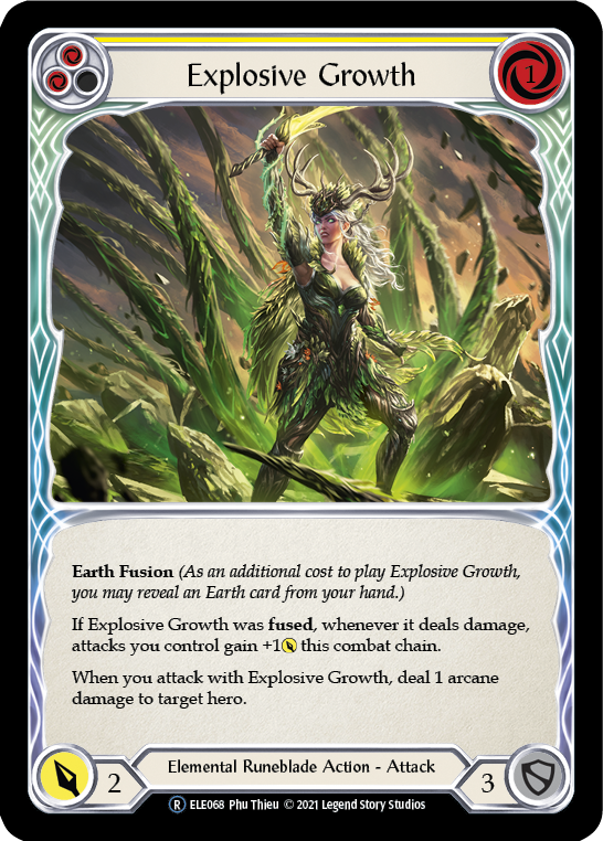 Explosive Growth (Yellow) [U-ELE068] Unlimited Rainbow Foil | Cracking-Singles