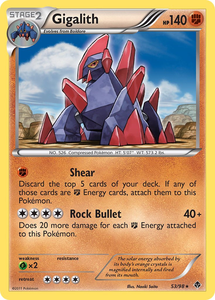 Gigalith (53/98) (Cracked Ice Holo) (Blister Exclusive) [Black & White: Emerging Powers] | Cracking-Singles