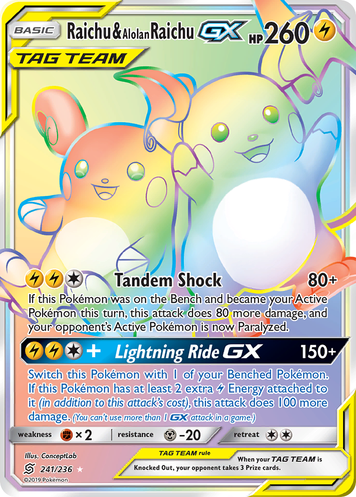 Raichu & Alolan Raichu GX (241/236) [Sun & Moon: Unified Minds] | Cracking-Singles