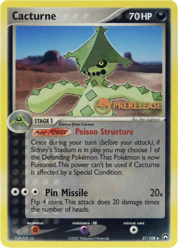 Cacturne (27/108) (Prerelease Promo) [EX: Power Keepers] | Cracking-Singles