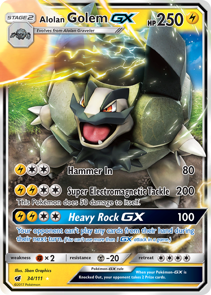 Alolan Golem GX (34/111) [Sun & Moon: Crimson Invasion] | Cracking-Singles