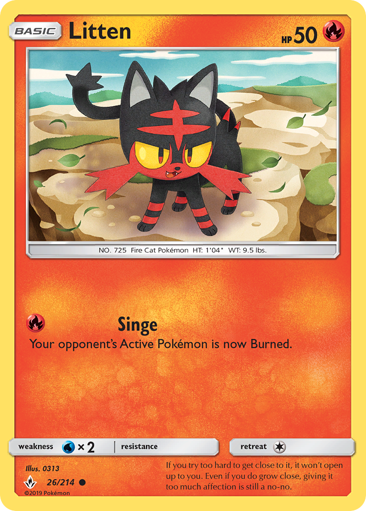 Litten (26/214) [Sun & Moon: Unbroken Bonds] | Cracking-Singles